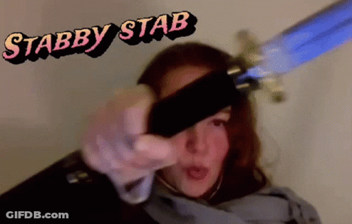 Woman Holding Sword Stabby Stab GIF