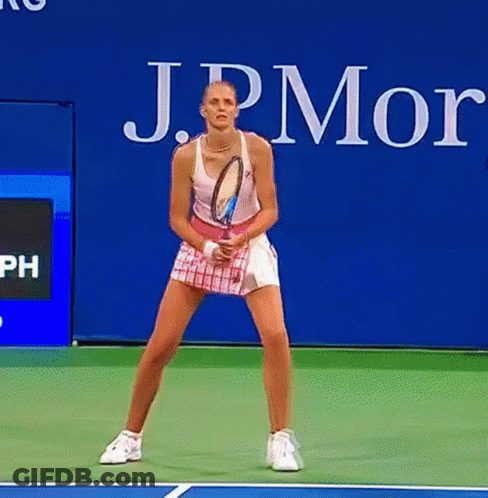 Woman Holding Tennis Racquet GIF