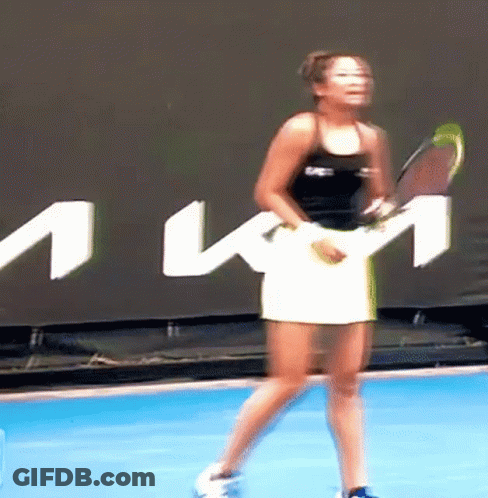 Woman Holding Tennis Racquet On Blue Court BMW Sign GIF