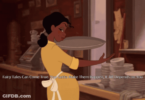 Woman Holding Tray Fairy Tales Can Come True You Gotta Make Them Happen GIF