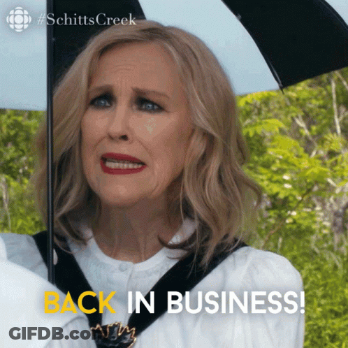 Woman Holding Umbrella Back In Business GIF