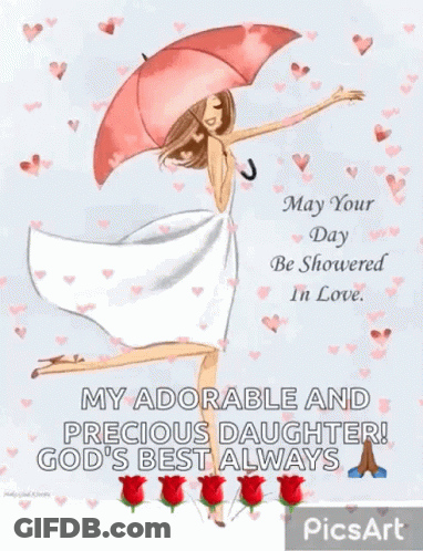 Woman Holding Umbrella May Your Day Be Showered In Love GIF