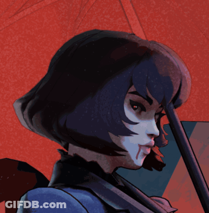 Woman Holding Umbrella GIF