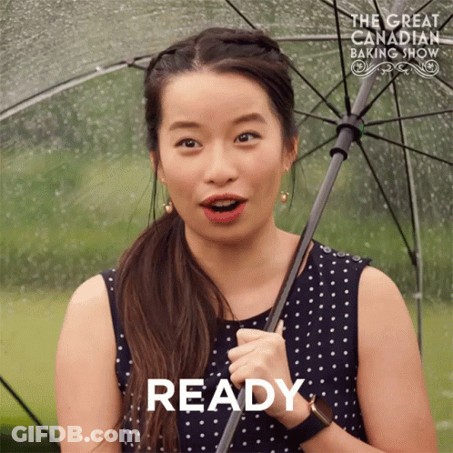 Woman Holding Umbrella Saying Ready GIF