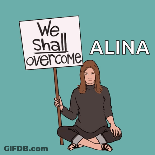 Woman Holding We Shall Overcome Sign GIF