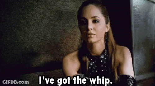Woman Holding Whip Says Ive Got The Whip GIF