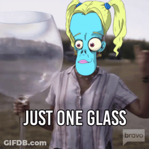 Woman Holding Wine Glass Saying Just One Glass GIF