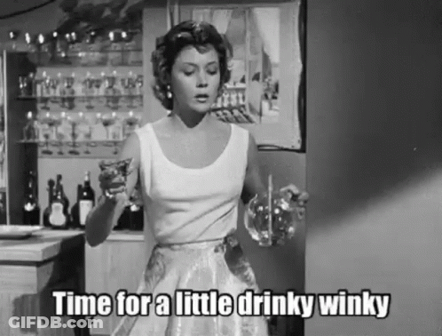 Woman Holding Wine Saying Time For A Little Drinky Winky GIF