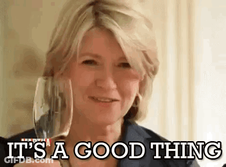 Woman Holding Wine Smiling Saying It's A Good Thing GIF