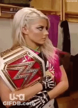 Woman Holding Wrestling Belt GIF