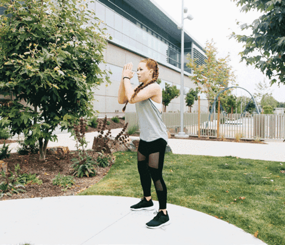 Woman Hopping Squats Loop GIF