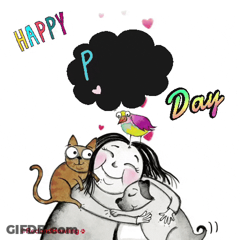 Woman Hugging Dog And Cat Happy Day GIF