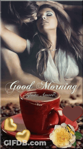 Woman Hugging Man Saying Good Morning GIF