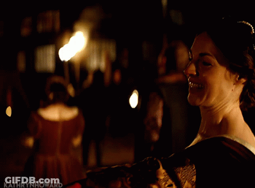Woman Hugging Man With Name Kathryn Howard GIF
