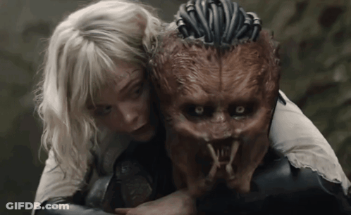 Woman Hugging Monster With Dreadlock GIF