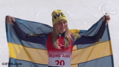 Woman In 20 Shirt Holding Flag GIF