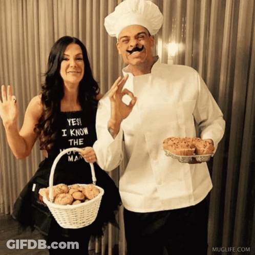 Woman In Apron Saying Yes I Know The Muffin Next To Chef Man GIF