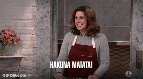Woman In Apron Says Hakuna Matata GIF