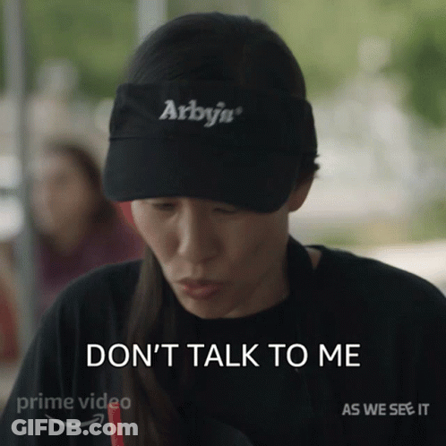 Woman In Arby's Hat And Visor Says Don't Talk To Me GIF