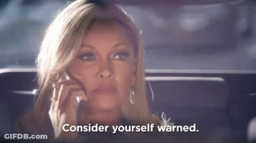 Woman In Back Seat Saying Consider Yourself Warned GIF