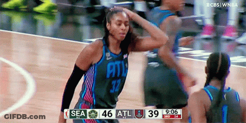Woman In Basketball Uniform Holding Hair GIF