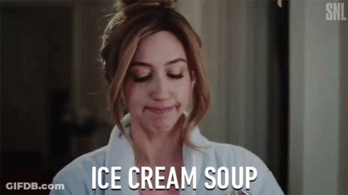 Woman In Bathrobe Eating Ice Cream Soup GIF