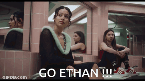 Woman In Bathroom Saying Go Ethan GIF