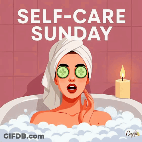 Woman In Bathtub With Cucumbers Self-Care Sunday GIF