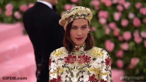 Woman In Beret And Sequined Dress GIF