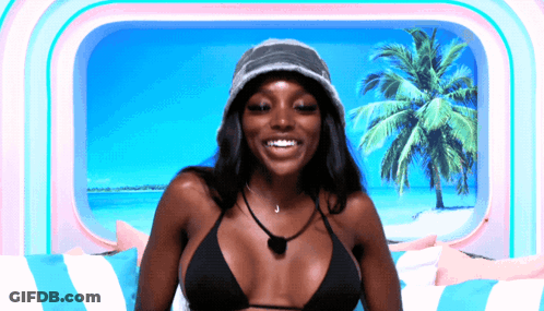 Woman In Bikini And Hat Smiling GIF