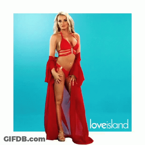 Woman In Bikini And Long Red Dress Love Island GIF