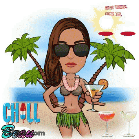 Woman In Bikini Holding Drink GIF