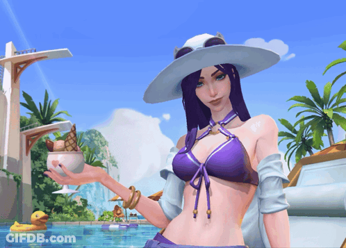 Woman In Bikini Holding Ice Cream Cone GIF