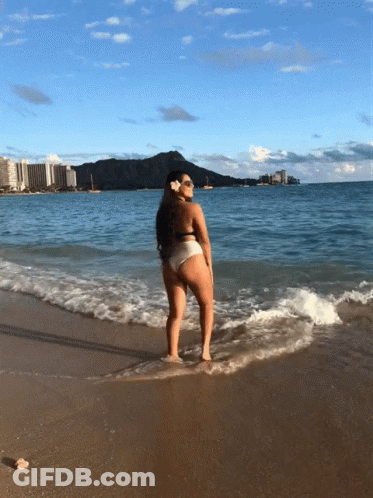 Woman In Bikini On Beach GIF