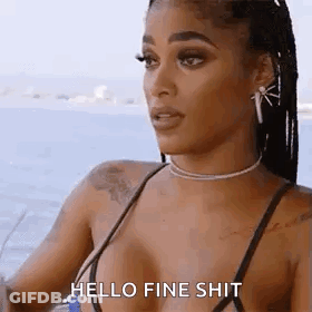 Woman In Bikini Saying Hello Fine Shit GIF