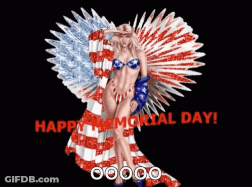 Woman In Bikini With American Flag Memorial Day GIF