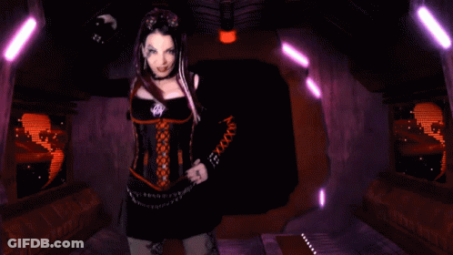 Woman In Black And Red With Letter A GIF