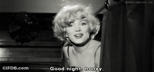 Woman In Black And White Photo Says Good Night Honey GIF
