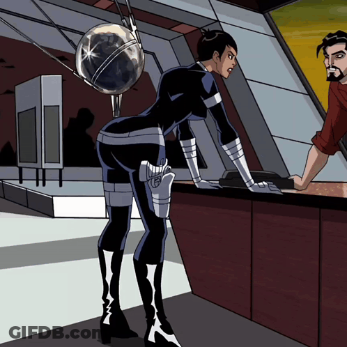 Woman In Black And White Superhero Outfit GIF
