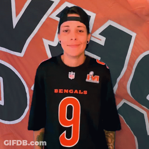 Woman In Black Bengals Jersey Number 9 GIF