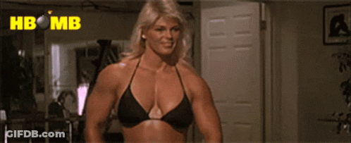 Woman In Black Bikini In Front Of Door HB MB GIF