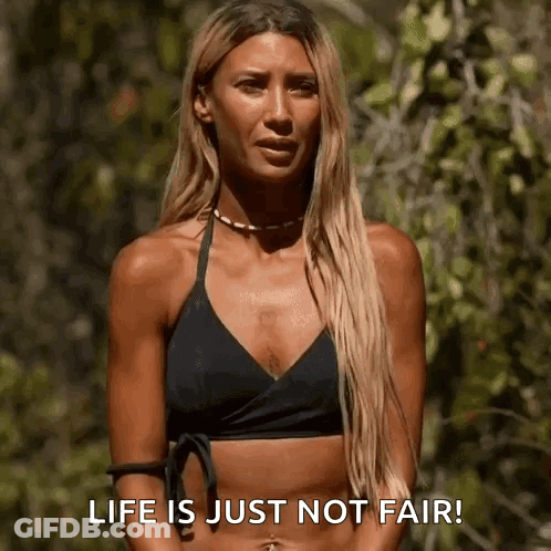Woman In Black Bikini In Woods Says Life Is Just Not Fair GIF
