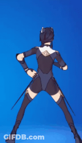 Woman In Black Bodysuit Blue Background GIF