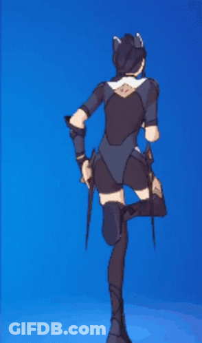 Woman In Black Bodysuit Blue Background GIF