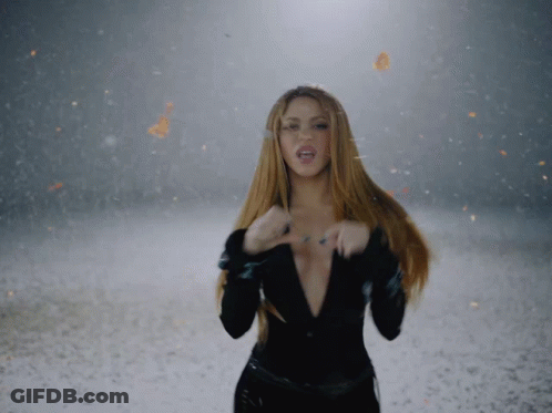 Woman In Black Bodysuit In Snow With Butterflies GIF