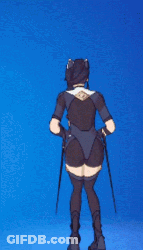Woman In Black Bodysuit Standing With Sword GIF