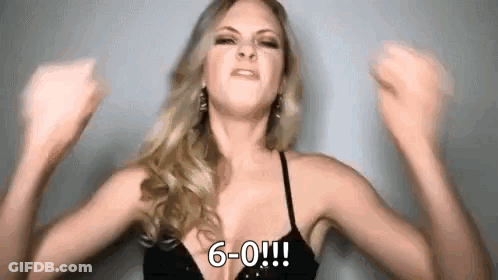 Woman In Black Bra Making Funny Face Saying 6-0 GIF