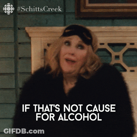 Woman In Black Coat Says If That's Not Cause For Alcohol GIF