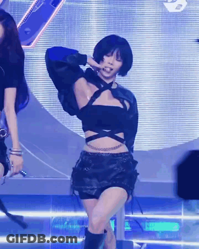 Woman In Black Crop Top And Shorts Dancing GIF