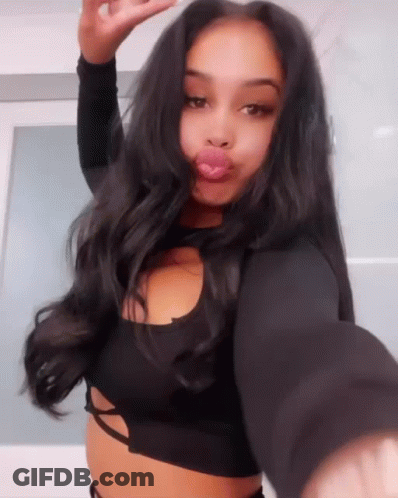 Woman In Black Crop Top Selfie Hand Up GIF